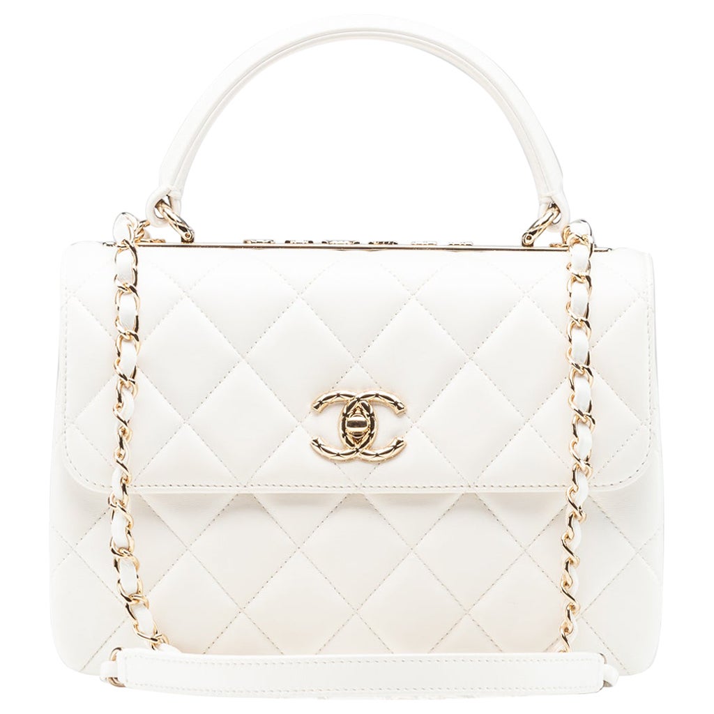 Chanel CC Trendy White Limited Edition Lambskin Small For Sale
