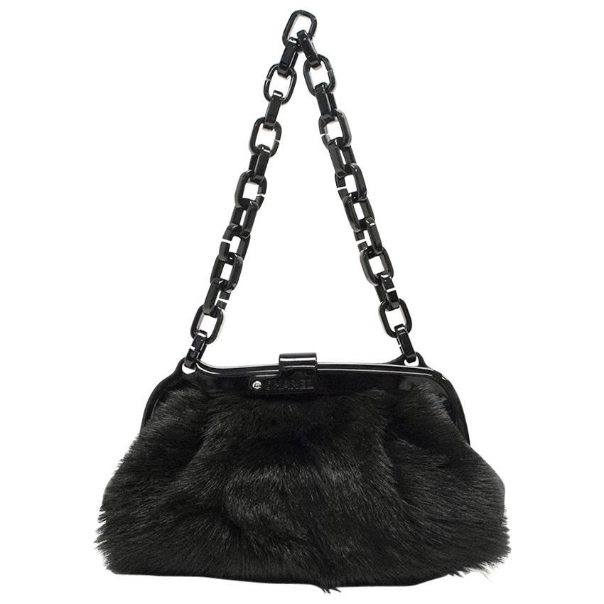 Chanel Black Fur bag with Plastic Chain at 1stDibs | chanel plastic ...