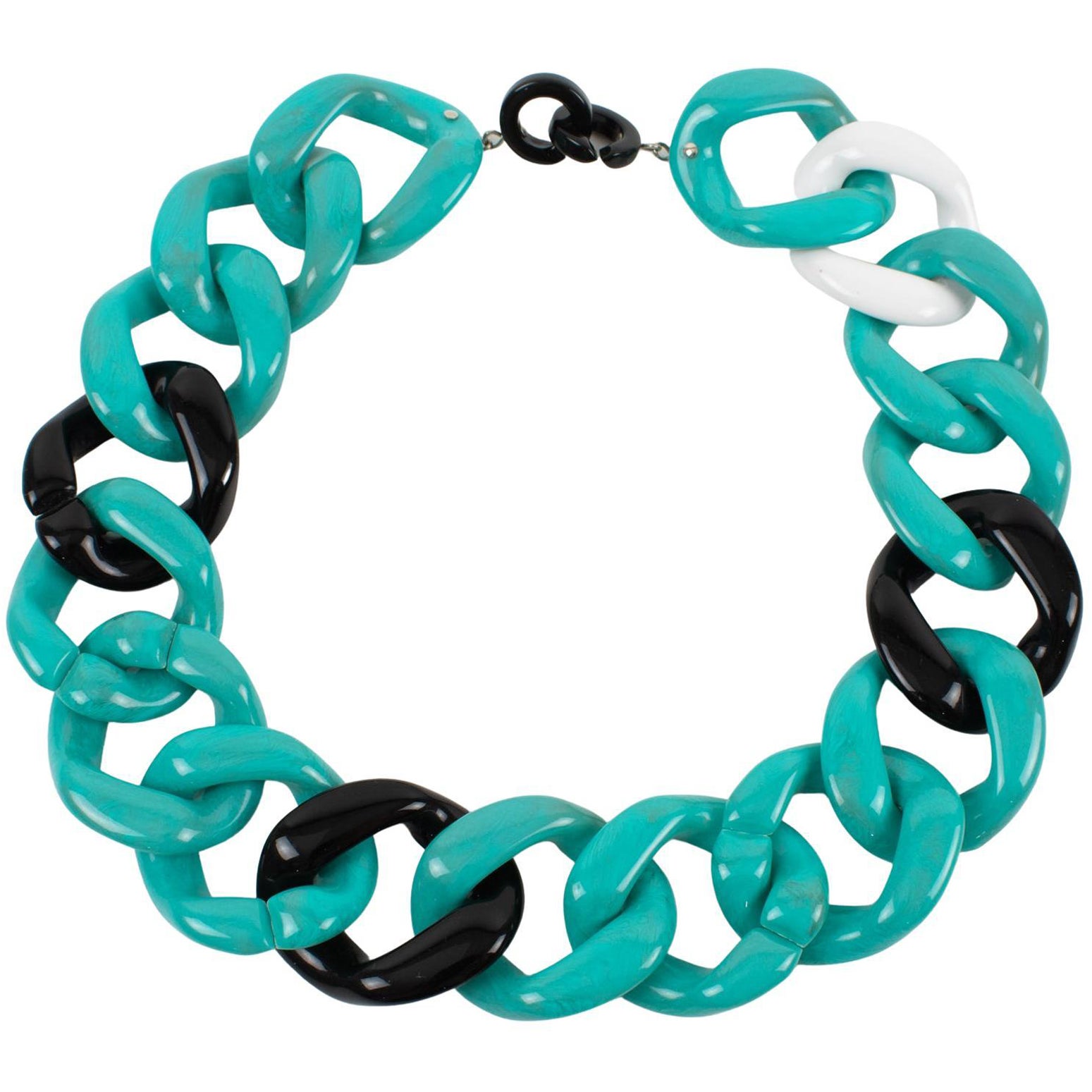 Angela Caputi Italy Choker Necklace Massive Turquoise Resin Chain