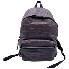Saint Laurent Brown Brown Embossed Leather City Backpack Shoulder Bag