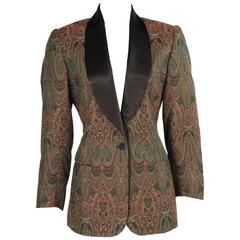 Burlington's Taj Mahal Hotel Vintage Green Toned Silk Paisley Jacket
