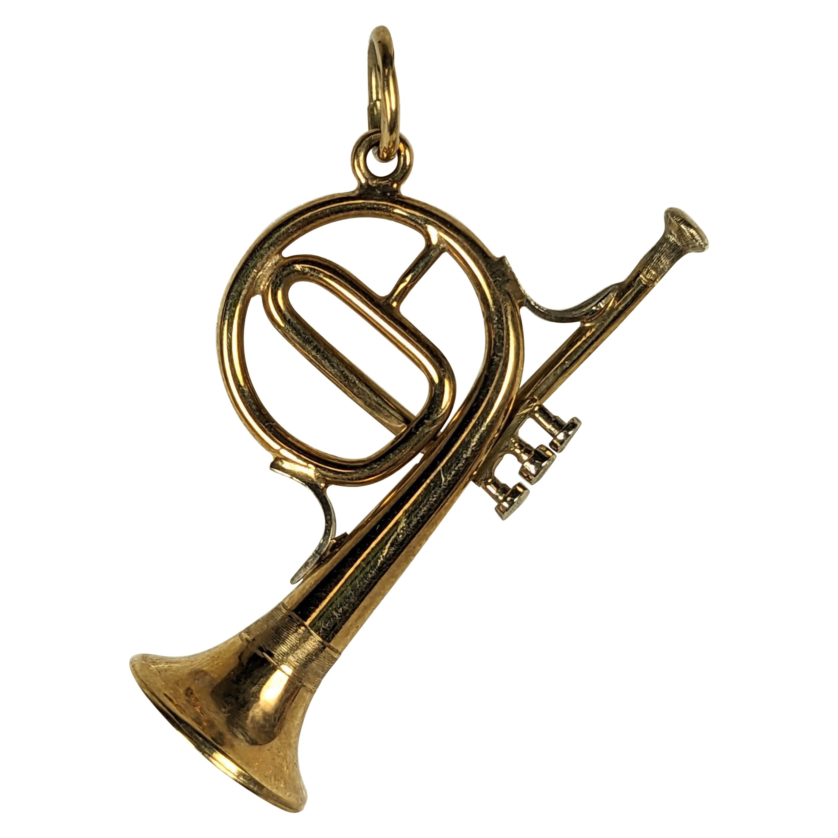 14K Vintage Trumpet Pendant For Sale