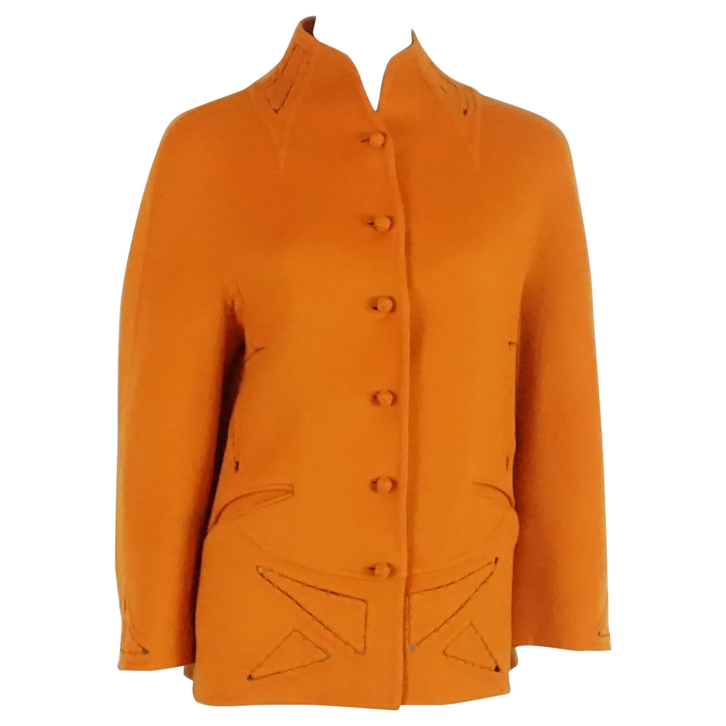 Chado Ralph Rucci Orange Cashmere Cutout Jacket - 6