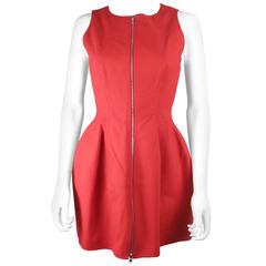 Alaia Iconic Zip Up Dress - US 6 / 8 - 40 - Red Cotton - $3900+