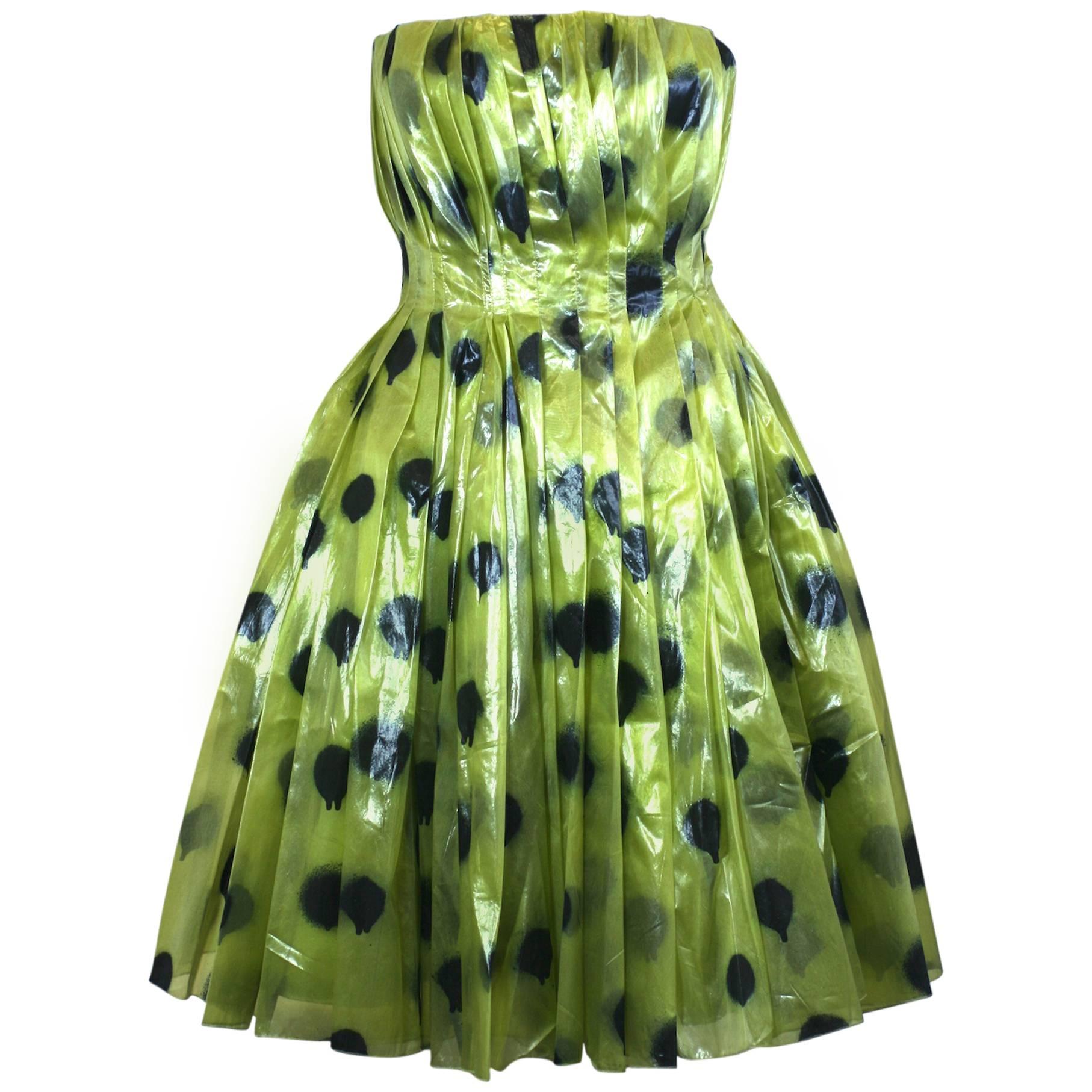 Moschino Lacquered Organza "Paint Ball" Party Dress For Sale