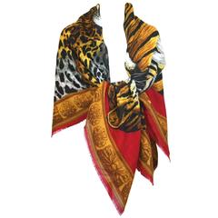Massive Wool Challis Shawl, Wild Cats 4