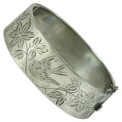 Victorian Aesthetic Movement Silver Bangle 10