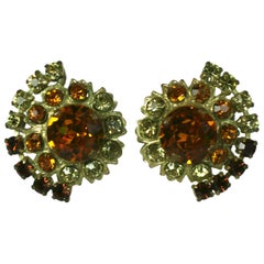 Retro Countess Cis Citrine Paste Earclips