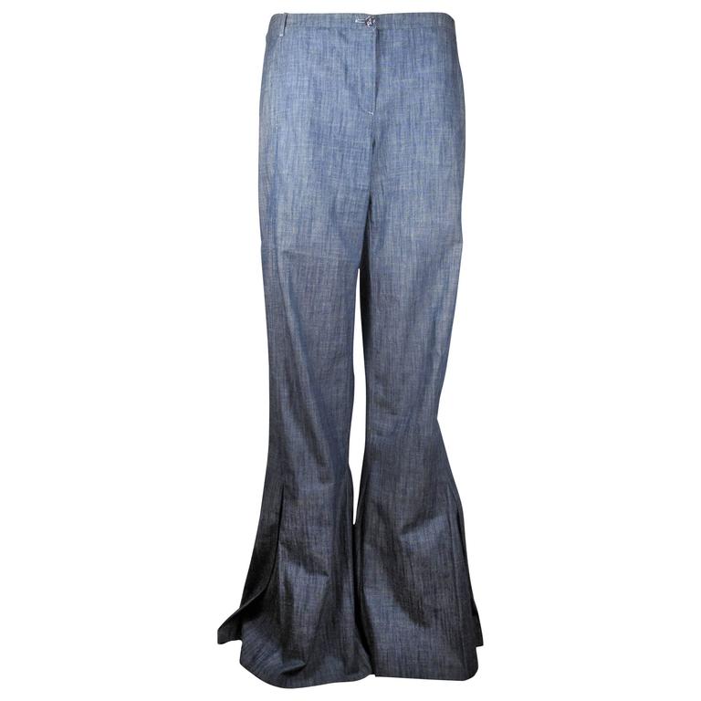 Chanel 2008 FW Rare Blue Denim Wide Leg Jeans · INTO