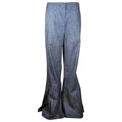 Chanel Jeans - US 8 - 40 - Wide Leg Blue Denim Pants Flare CC Logo 09 Cruise