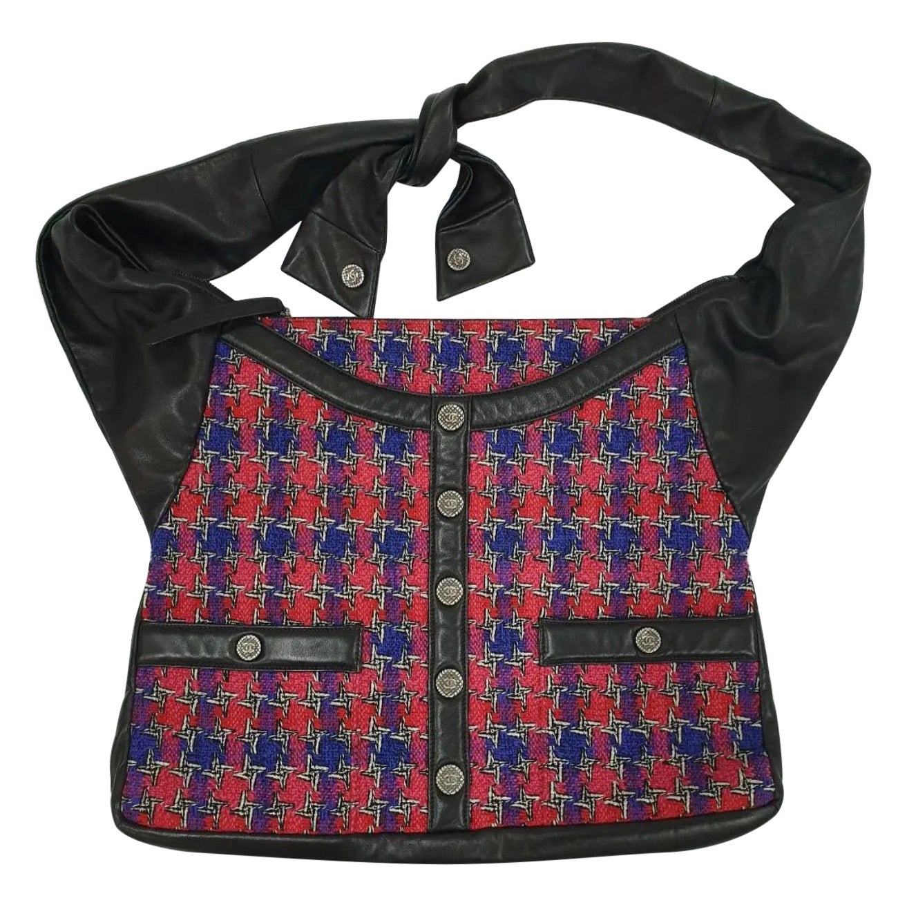 Chanel Multicolor Tweed  Leather Girl Crossbody Jacket Bag For Sale