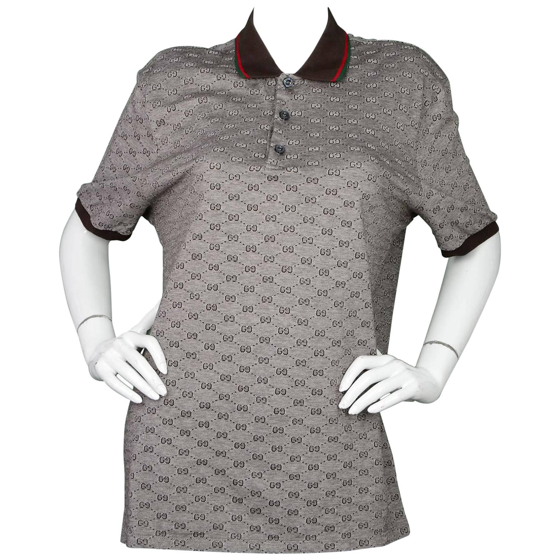 gucci brown monogram polo shirt