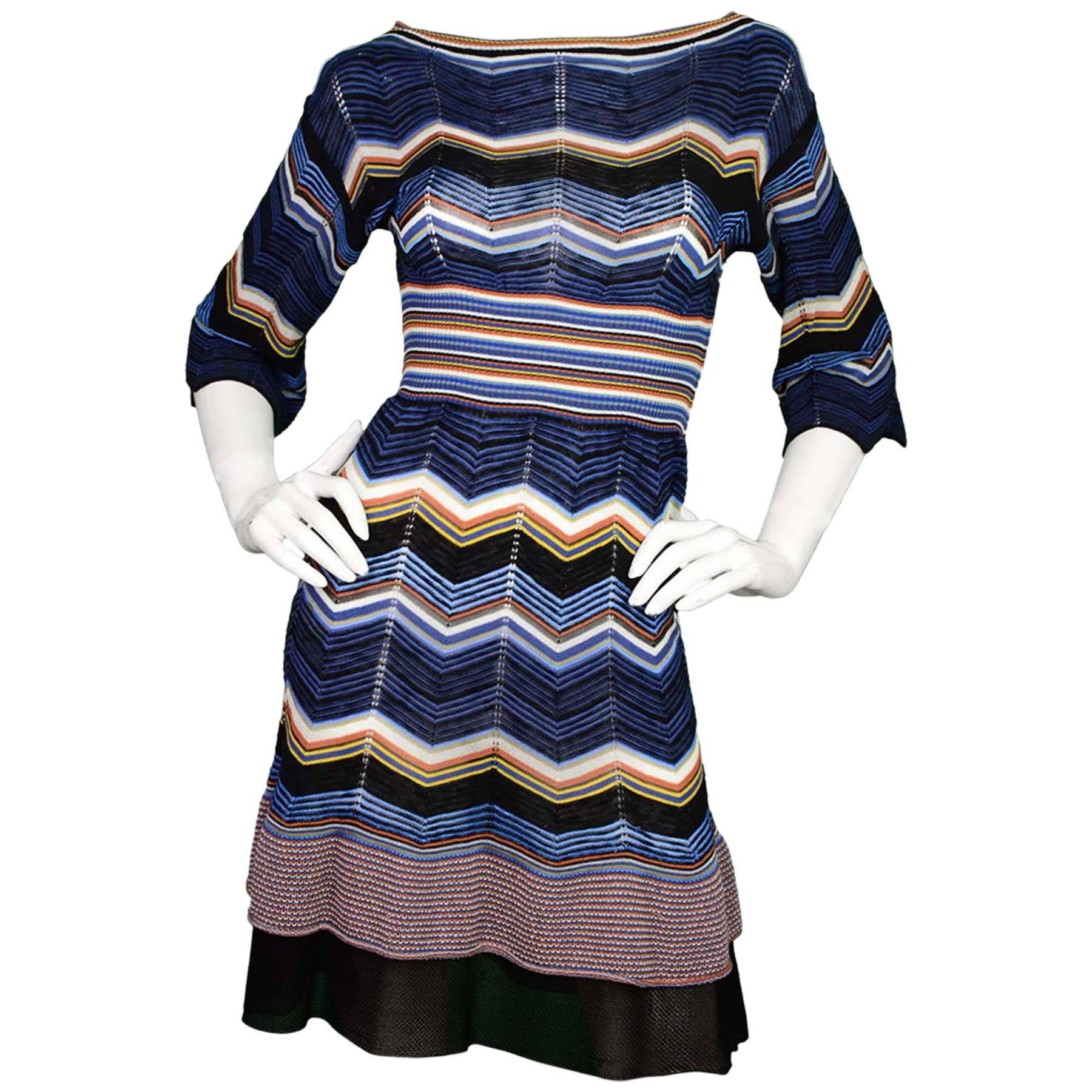 Missoni Blue & Orange ZigZag Knit Dress sz 4