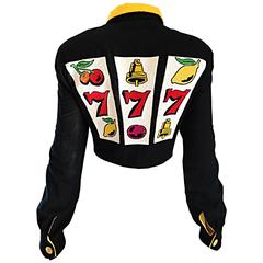 Vintage Bob Mackie Rare Casino Poker Motif Cropped Embroidered Novelty Jacket 