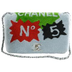 Chanel 14A Patchwork No. 5 Caption Comic Shearling jumbo flap bag - Grey