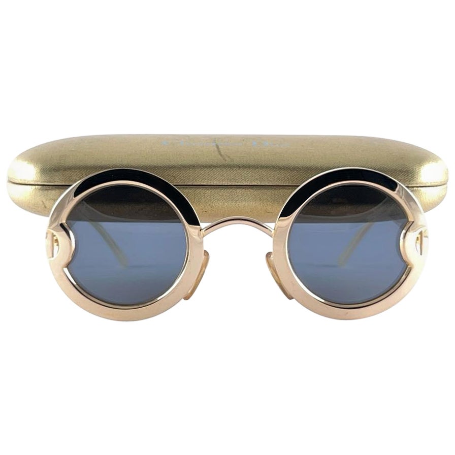 Christian Dior Limited Edition 2918 40 Round Gold Sunglasses, 1980s    For Sale