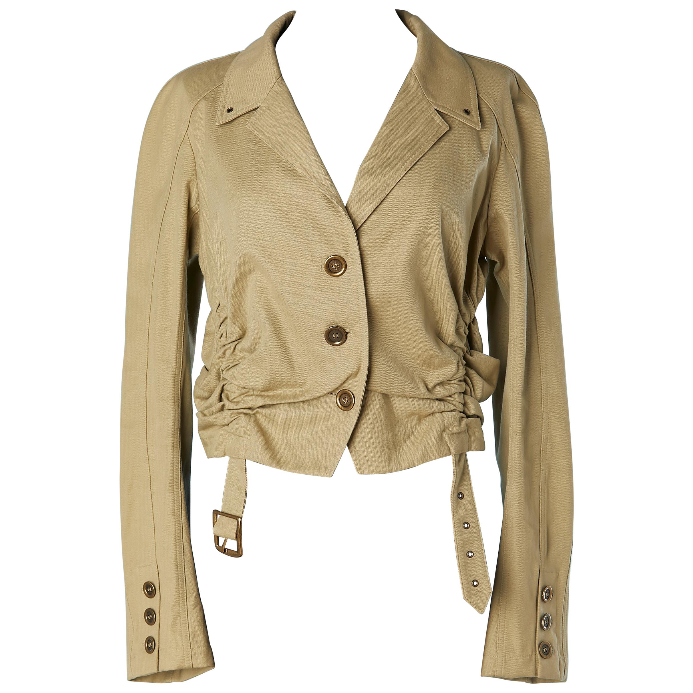 Beige cotton single-breasted sliding jacket John Galliano  For Sale