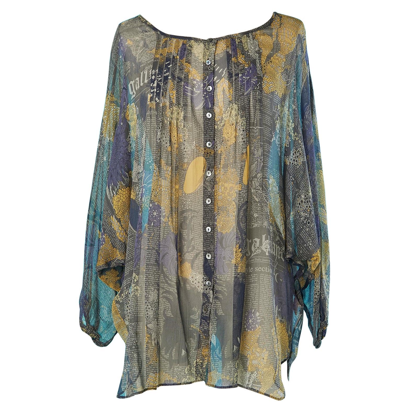 Silk chiffon printed blouse John Galliano  For Sale