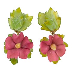 Francoise Montague Paris Clip Earrings Resin Hibiscus Flower