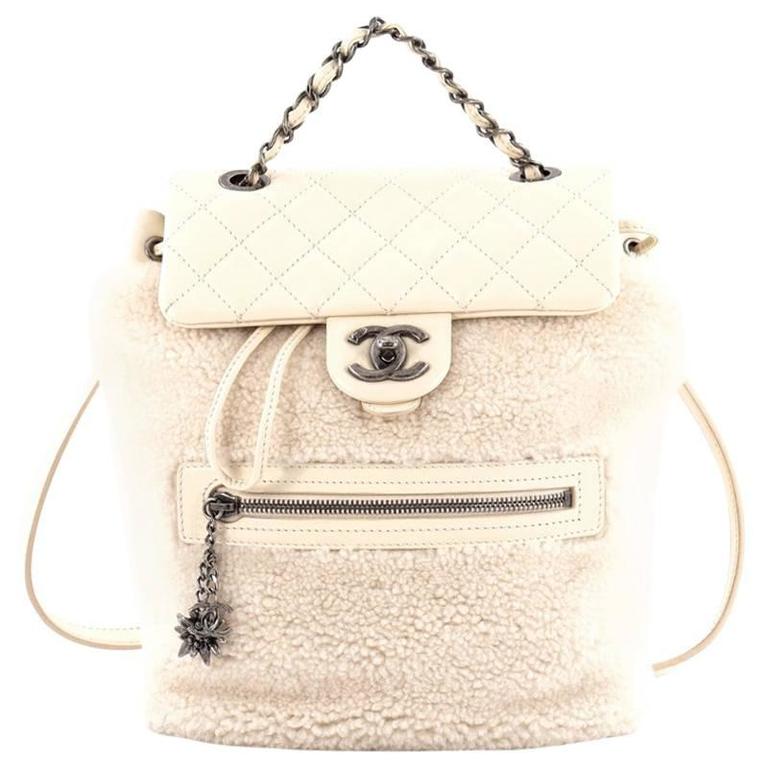 Chanel shearling backpack sales