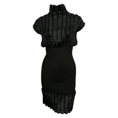 Retro 1991 AZZEDINE ALAIA black ribbed chenille dress