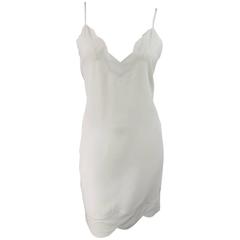 CHRISTIAN DIOR Size 4 White Silk Scalloped Spring 2016 Slip Dress