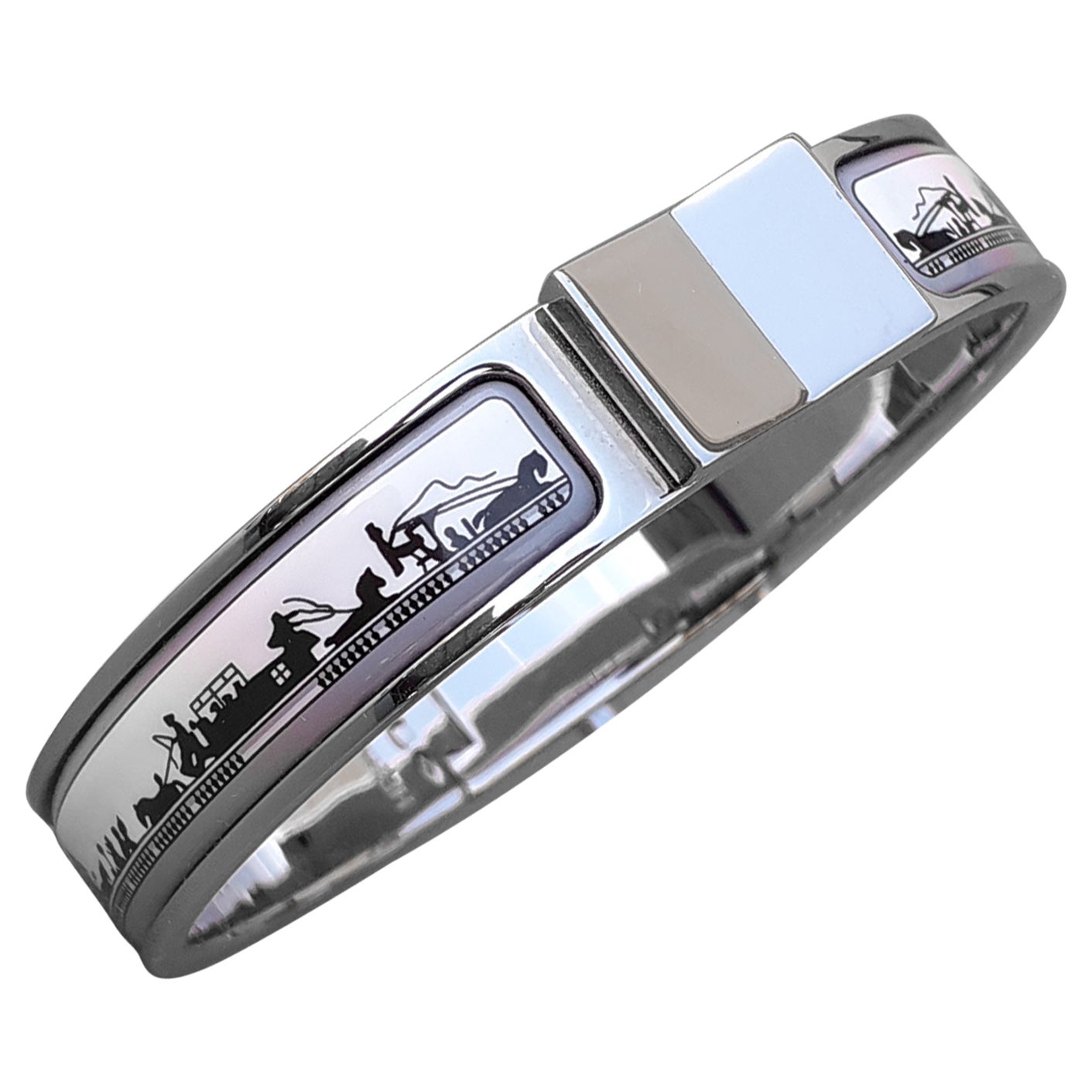 Exceptionnels Bracelets Clic Clac Hermès Les Ponts de Paris Narrow Palladium GM en vente