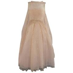 MONIQUE LHUILLIER Größe 4 Rosa schillernde Spitze trägerloses zweiteiliges Cape Kleid