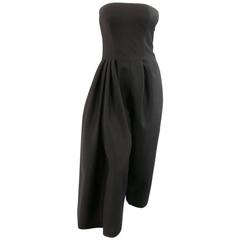 CHRISTIAN DIOR Size 4 Black Half Pleated Trouser Bustier Jumpsuit
