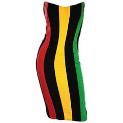 Bob Mackie Vintage Green + Yellow + Red + Black Size 12 Amazing Strapless Dress