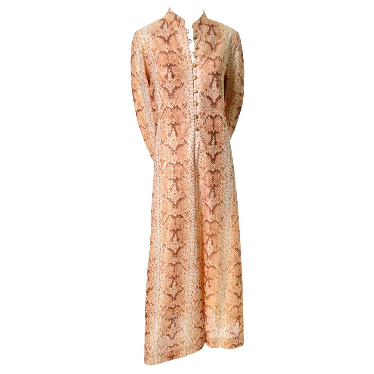 B Cohen I Magnin Vintage Maxi Dress Caftan in Metallic Python Snakeskin ...