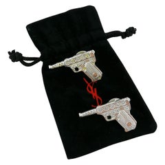 Yves Saint Laurent YSL Vintage Gun Broschenpaar, YSL Vintage
