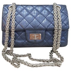 Chanel Metallic Blue Quilted Leather Reissue 2.55 Classic Flap Bag