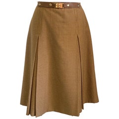 Celine vintage check brown Midi Skirt