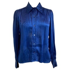 Saint Laurent vintage Blue Flower Silk Bluse