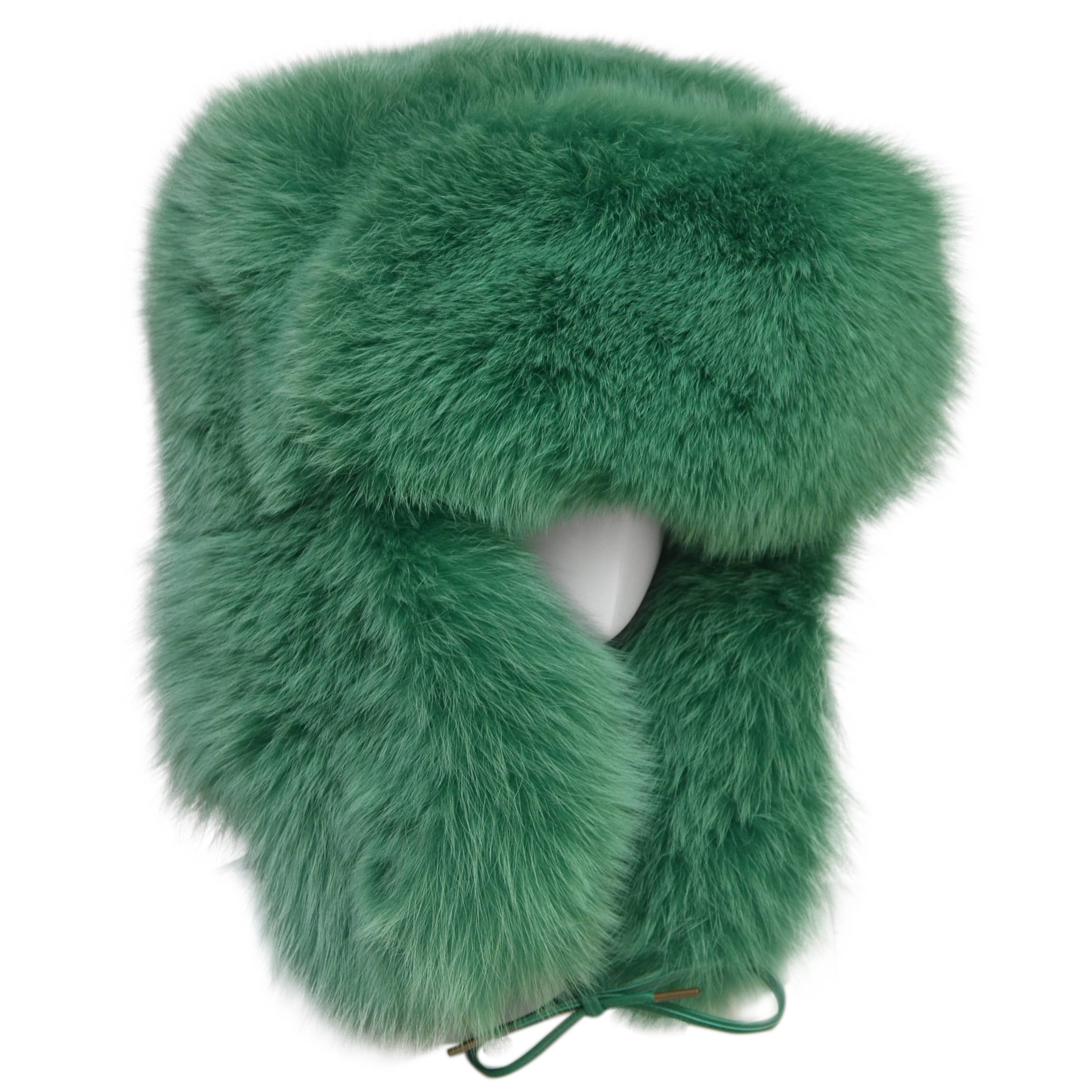Rare Marc JACOBS Green Fox Fur Hat Lil Wayne Wore In His Music Video NEW