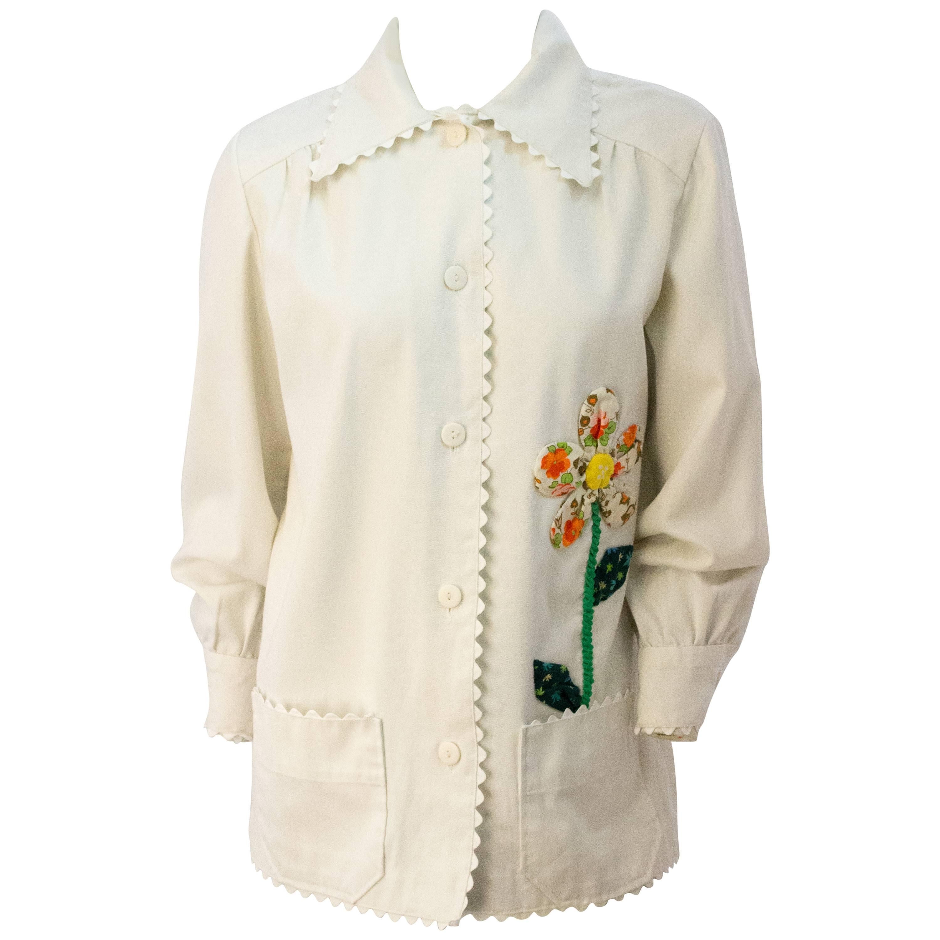 60s Handmade Flower Patchwork Shirt