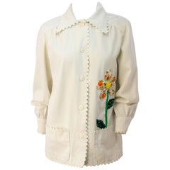Vintage 60s Handmade Flower Patchwork Shirt