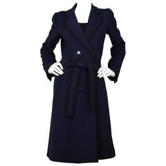 Dolce & Gabbana Navy and Black Wool Double Breasted Coat w/ Belt Sz 40