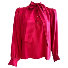 Retro YSL Yves saint Laurent lavalliere blouse in red silk 