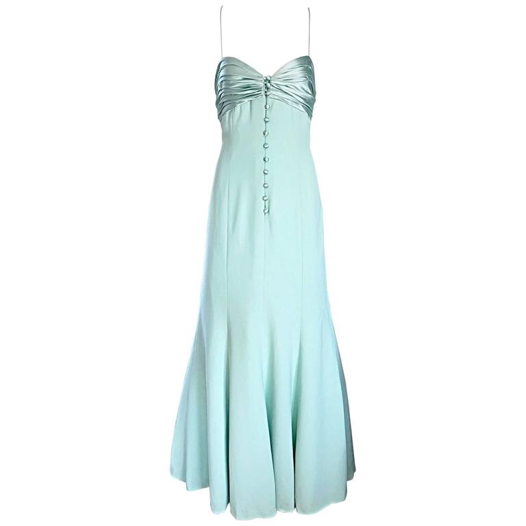 mint green silk dress