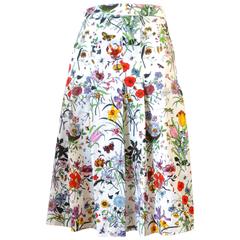 Rare 1970s Gucci "Flora" Pleated Skirt 