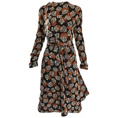Chic Vintage Escada by Margaretha Ley 1990s Marrón Negro Vestido de seda con estampado de cebra