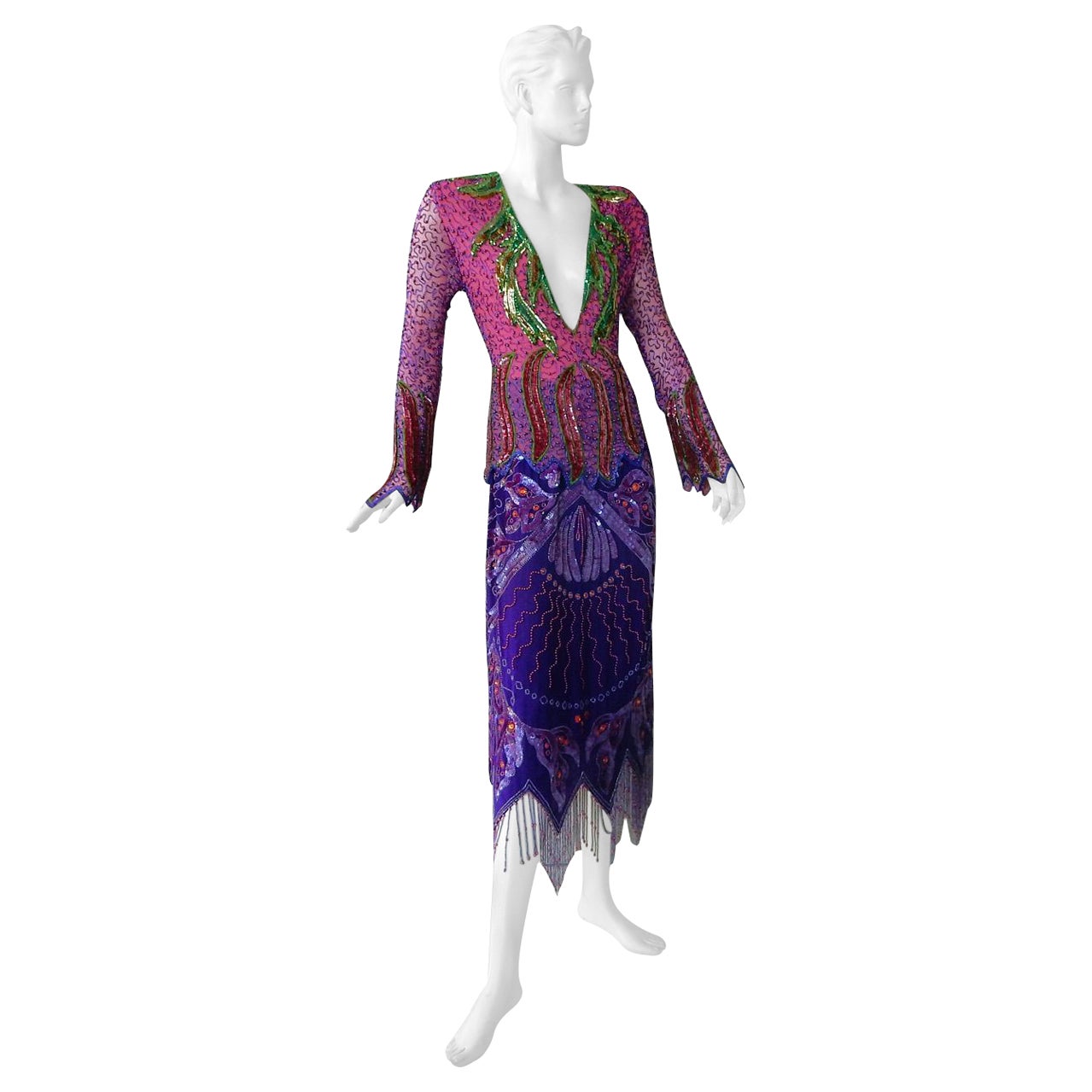 NWT Gucci $28K Deco Inspired Beaded Evening Dress For Sale
