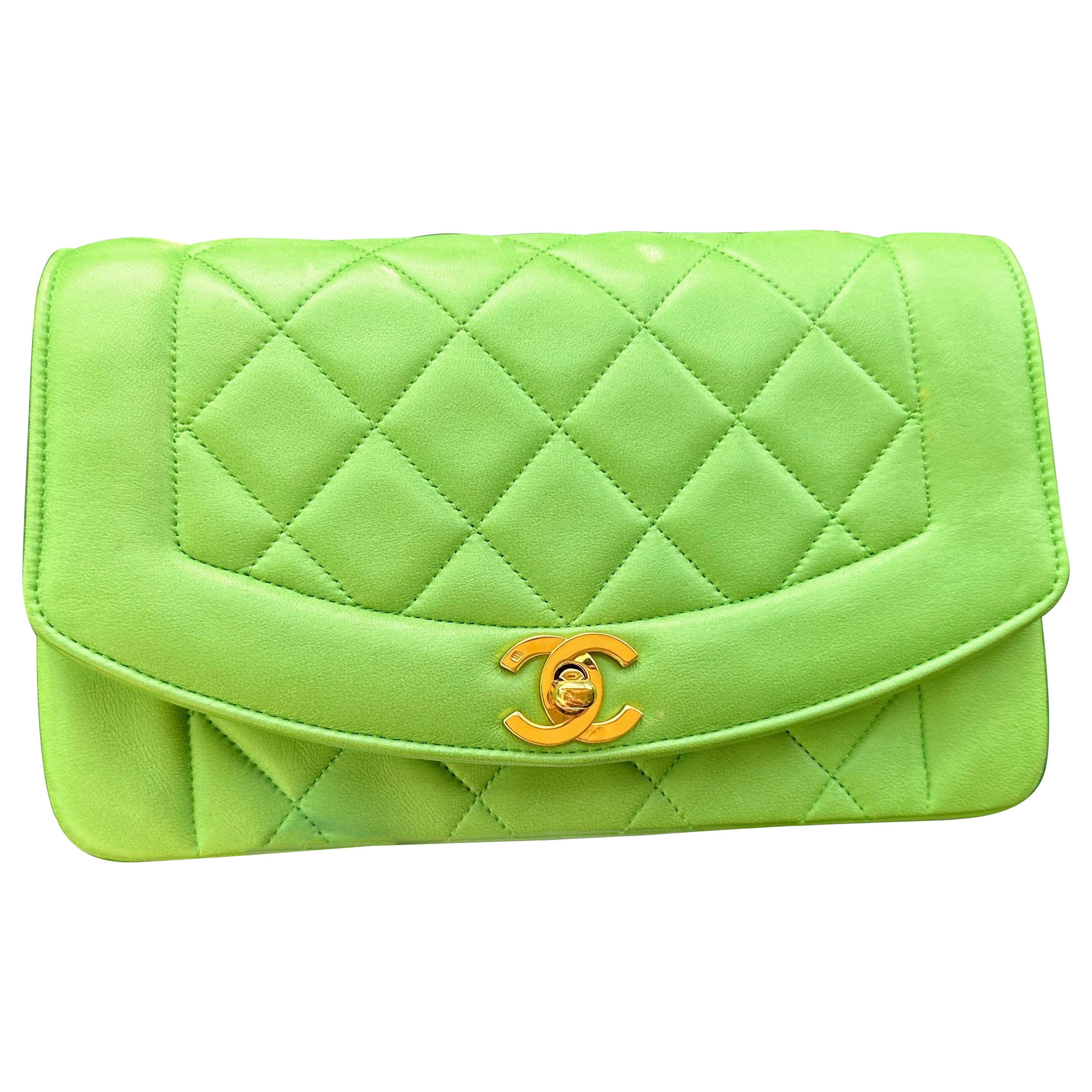 Chanel Vintage Green Small Diana Flap Bag at 1stDibs