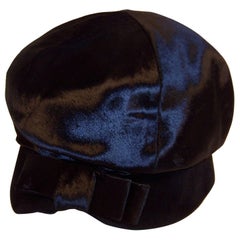 Mr. John Jr. Mod Black Faux Fur & Velvet Hat With Bow, 1960’s