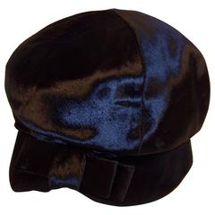 Mod 1960's Mr. John Jr. Black Faux Fur & Velvet Hat With Bow 7
