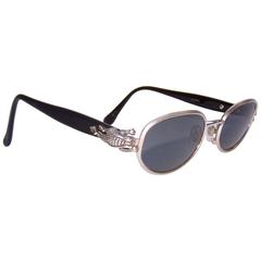 C.1990 Kieselstein-Cord Silver Frog Sunglasses With Gray Lenses