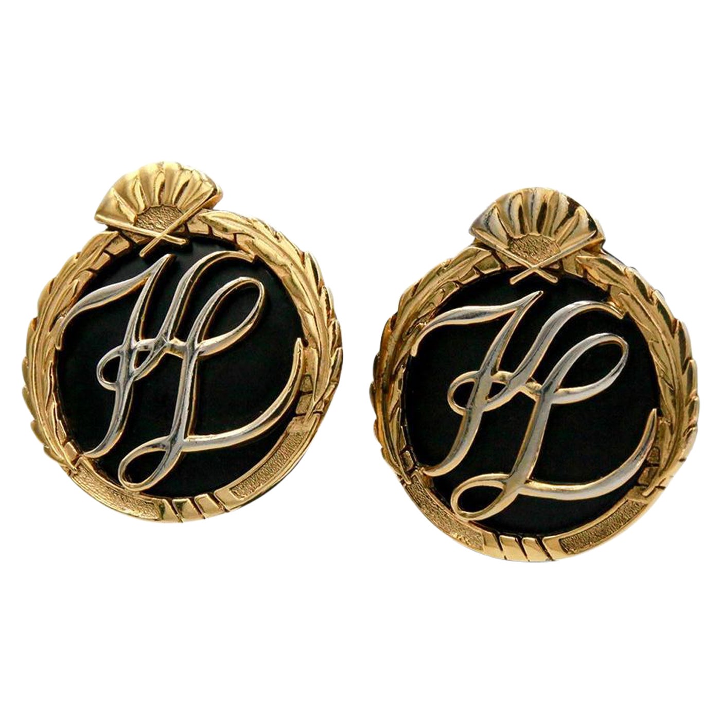 Karl Lagerfeld Vintage Iconic Oversized Clip-on Earrings, 1990S For Sale