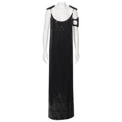 Vintage Helmut Lang Black Sequin Evening Dress With Armband, fw 1999